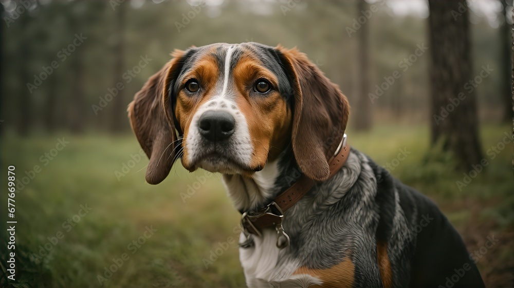 American English Coonhound Dog,portrait of a dog ,Close-up portrait photography of Dog,Portrait of a little pet,cute brown dog at home,Portrait of a pet.