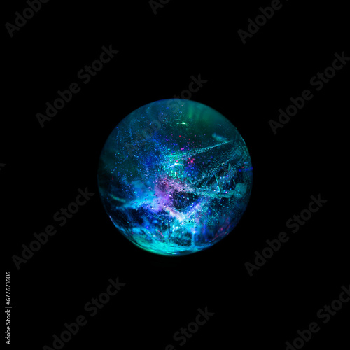 Shine cristal ball on thw black background photo