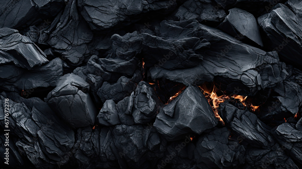 Black rock texture with fire Black rock texture with fire