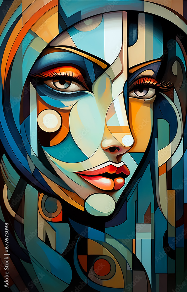 Girl portrait in style of cubism art, perfect, Attractive look Girl portrait in style of cubism art, perfect, Attractive look