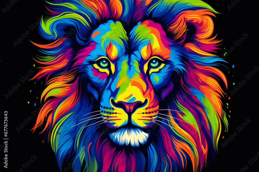 Colorful Close-Up: African Lion Portrait