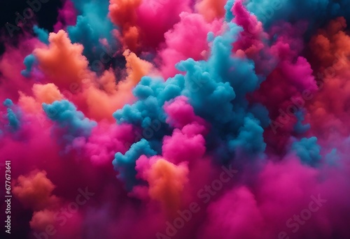 Clubs of multicolored neon smoke ink An explosion a burst of holi paint Abstract psychedelic pastel