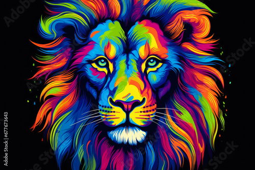 Colorful Close-Up  African Lion Portrait