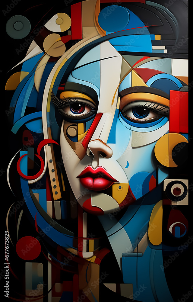 Girl portrait in style of cubism art, perfect, Attractive look Girl portrait in style of cubism art, perfect, Attractive look