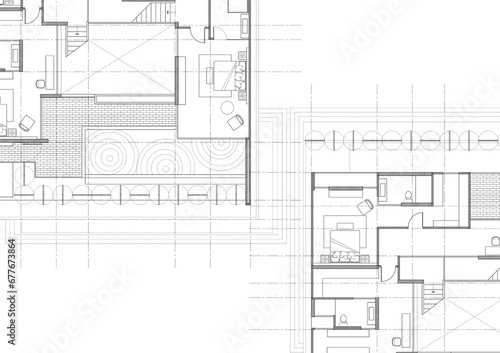 Floor plan designed building on the drawing. 