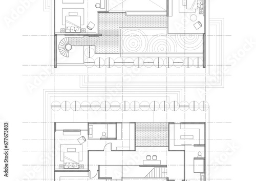 Floor plan designed building on the drawing. 