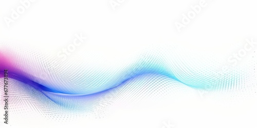 Abstract dot particles wavy flowing curve pattern by colorful gradient blue purple pink on white background in concept of technology, science, music, modern, Generative AI