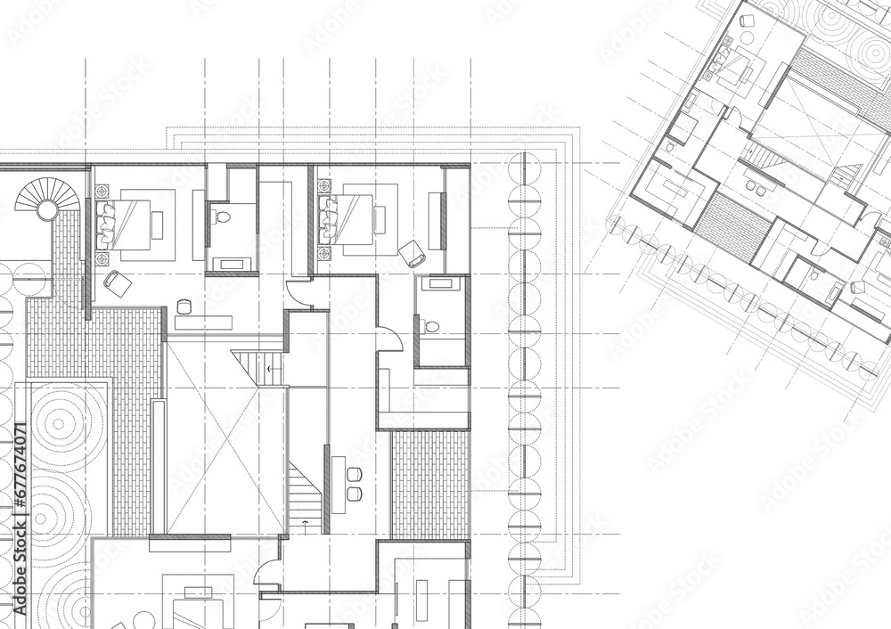 Floor plan designed building on the drawing.
Floor plan designed building on the drawing.