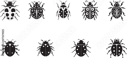 Ladybug vector icon, ladybug silhouette