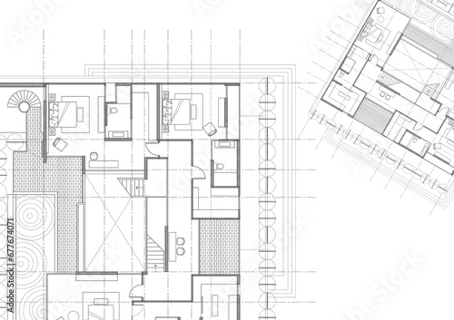 Floor plan designed building on the drawing. 