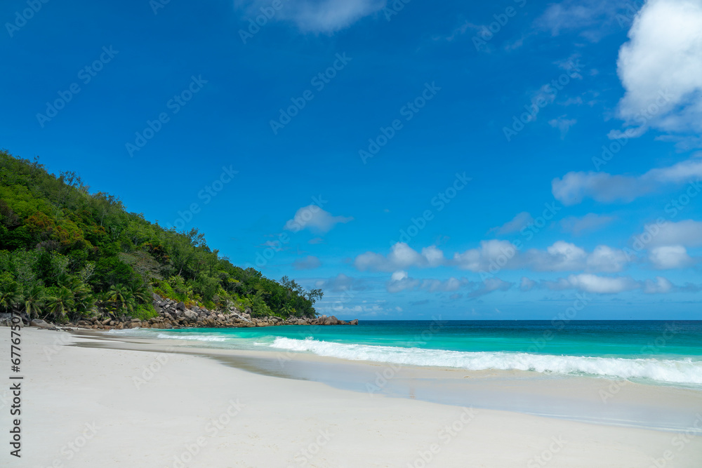 Anse Georgette scenic beach in Praslin island, Seychelles