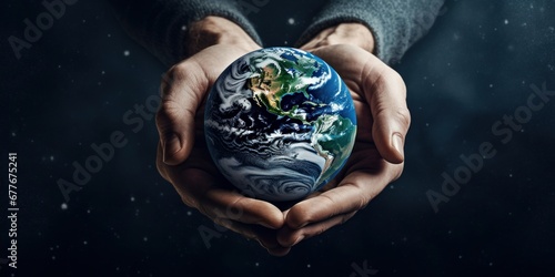 earth in hands. green planet on hand. save of earth. environment concept for earth day