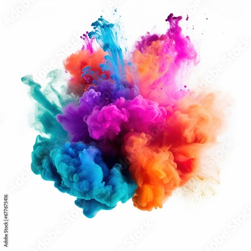 Abstract powder splatted background.Colorfull powder explosion on white background. Colored cloud. Colorful dust explode