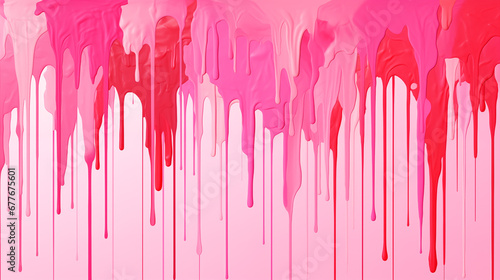 Abstract Background with Paint Drips Ranging from Red to Raspberry and Bright Pink on a Light Pink Canvas, Crafting a Dynamic Composition with Vibrant Color Gradients and Artistic Fluidity