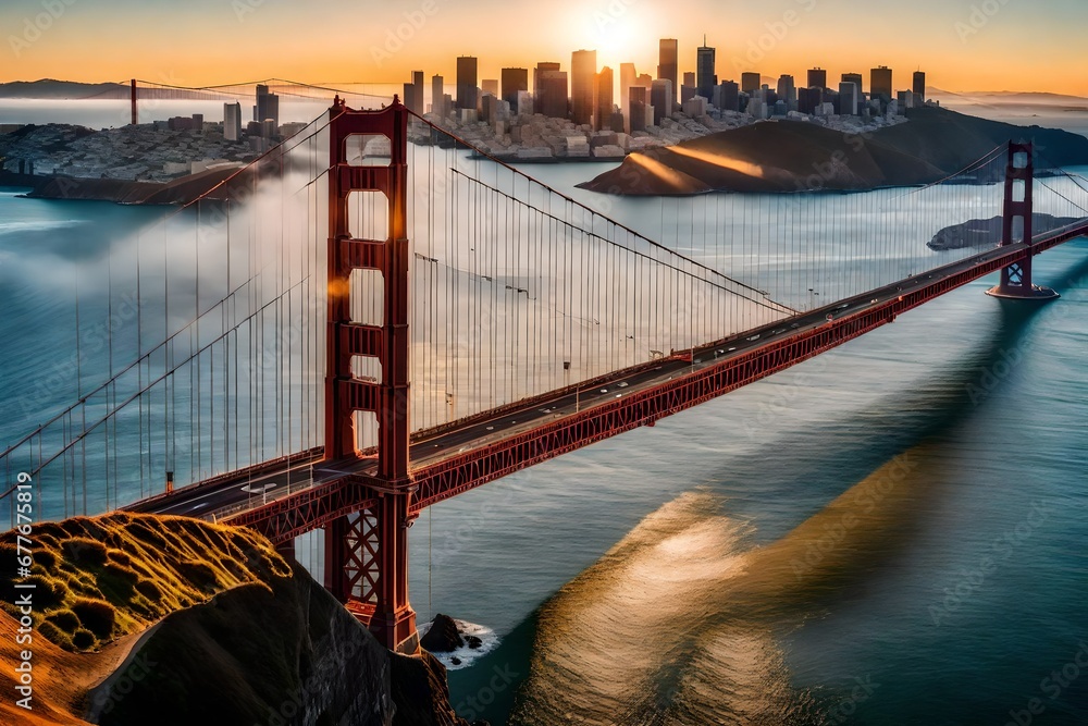 Fototapeta premium San Francisco .Image of Golden Gate Bridge in San Francisco, California during sunrise.