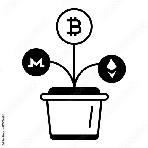 Cryptocurrencies Linear Icon