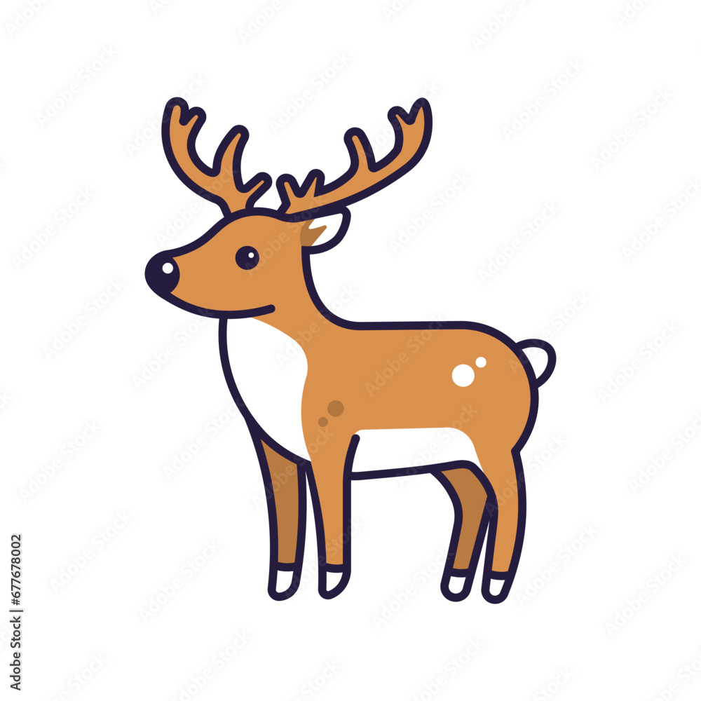 Obraz premium cute reindeer cartoon icon vector illustration design graphic flat style