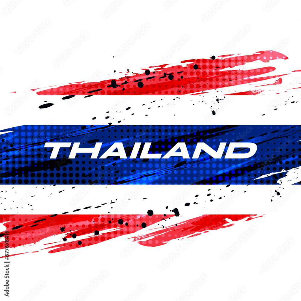 Thailand Flag with Brush Paint Style and Halftone Effect. National Thailand Flag Thailand Flag with Brush Paint Style and Halftone Effect. National Thailand Flag
