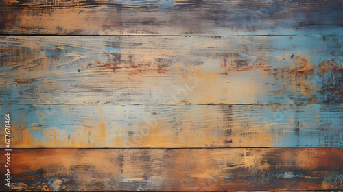 Grunge painted wood texture background. Backdrop template for photography food studio. Copy space, top view. Generative AI