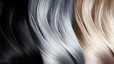 Natural hair silver colour palette. Close-up, top view, generative ai