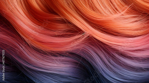 Natural freshly dyed colored hair  abstract background  hairdressing salon advertising  close-up of long and shiny hair  generative ai