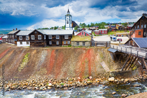 Panorama of the mining town of Røros, Norway photo