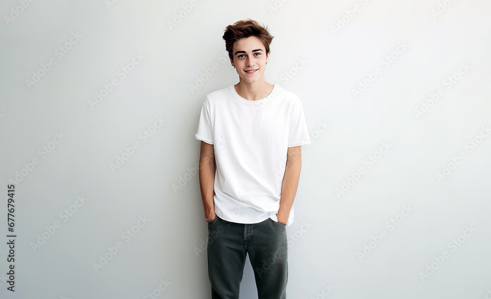 portrait of a teen in a white t-shirt portrait of a teen in a white t-shirt