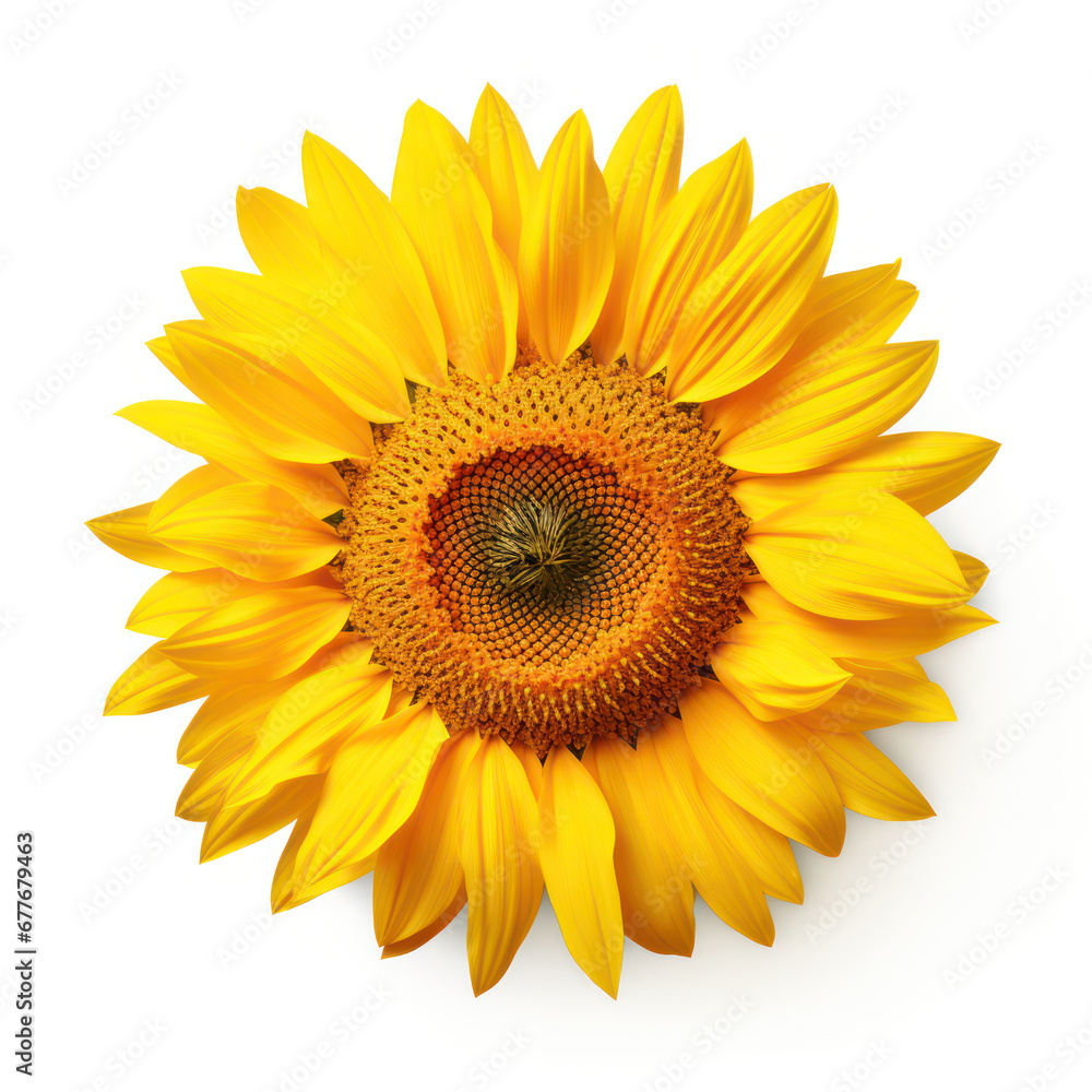Fototapeta premium Vibrant Yellow Sunflower Isolated on White Background
