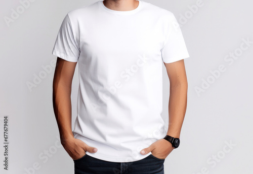 white t shirt on a person