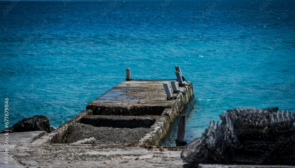An Old Wooden Dock in French Polynesia