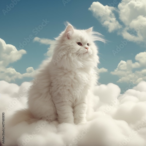 white cat on cloud