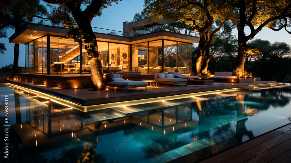 beautiful luxury swimming pool in the city