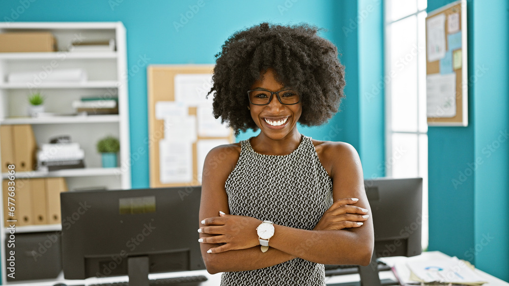 African american woman business worker smiling confident standing with ...