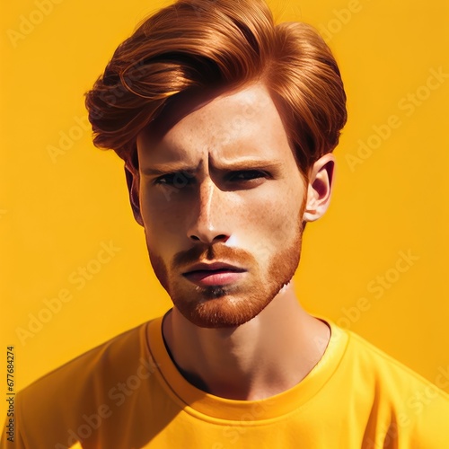 portrait of a person on yellow background