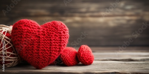 Vintage Woolen Love - Craft a heartfelt image for Valentine s Day featuring a red heart shape made from wool 