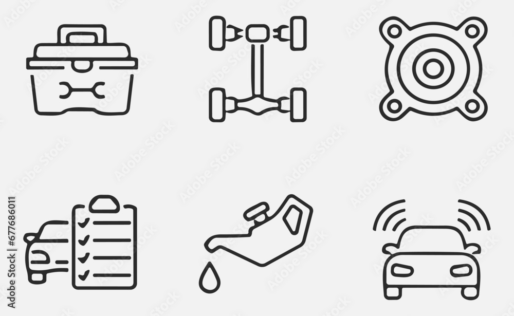 Set of car outline icons, auto, automobile. Linear icon collection. Vector illustration Set of car outline icons, auto, automobile. Linear icon collection. Vector illustration