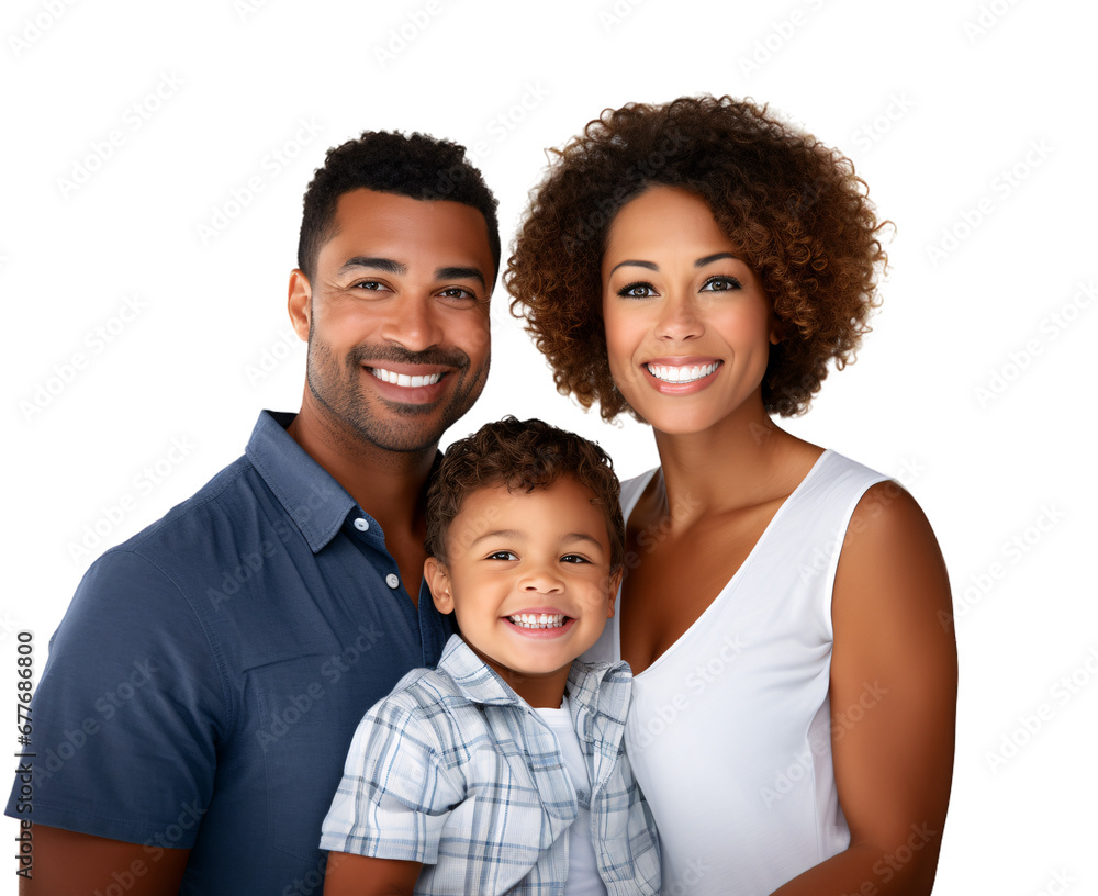 Happy Family Portrait: Parents and Son Isolated on Transparent Background Happy Family Portrait: Parents and Son Isolated on Transparent Background