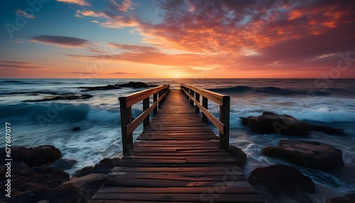 pier at sunset © thiraphon