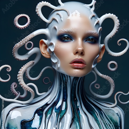 Portrait of a bizarre sea creature woman 