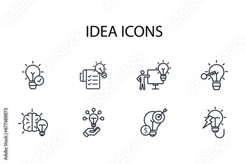 Idea icon set.vector.Editable stroke.linear style sign for use web design,logo.Symbol illustration.