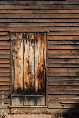 Old brown wood door