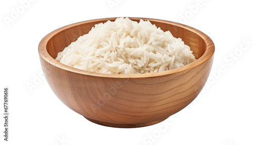 rice in bowl isolated on transparent background cutout