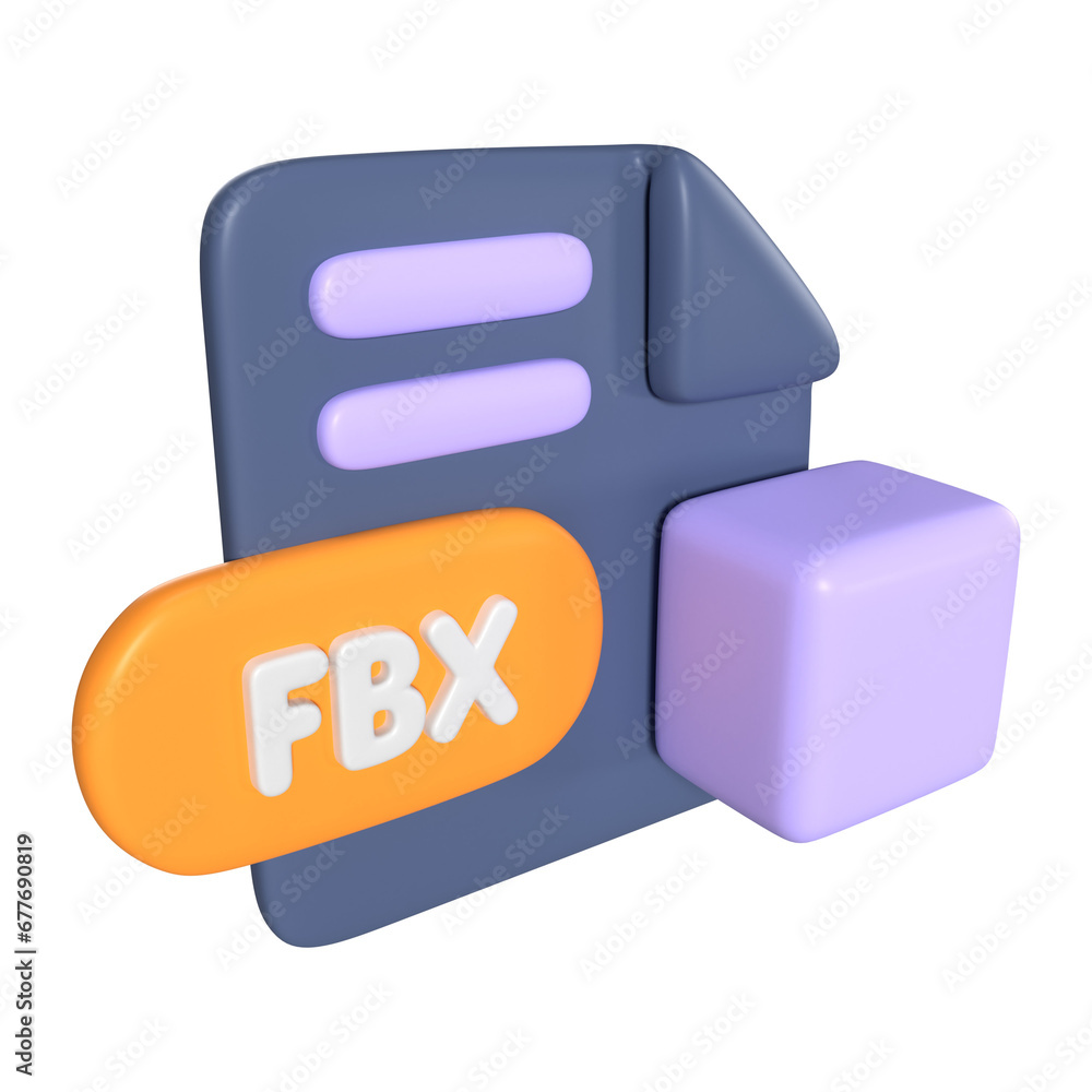 FBX File Extension 3D Illustration Icon FBX File Extension 3D Illustration Icon