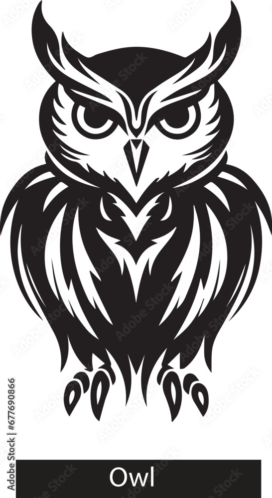 owl sitting vector silhouette black one owl sitting vector silhouette black one