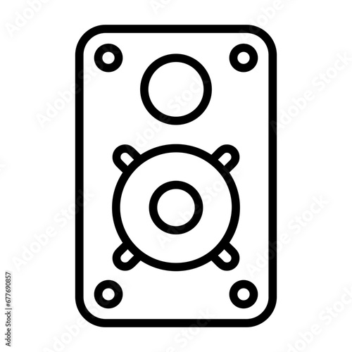 Loudspeaker, audio output, sound emitter, sound projector, speaker system. icon and easy to edit.