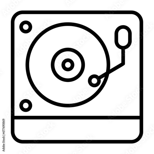 Record player, phonograph, vinyl player, record turner, vinyl turntable. icon and easy to edit.