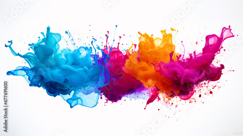 Colorful paint splatter on white isolated background - ai generative