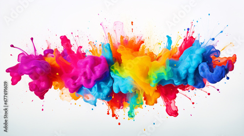 Colorful paint splatter on white isolated background - ai generative