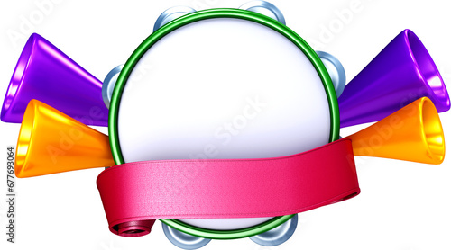 renderizacao 3d pandeiro colorido para carnaval elemento grafico photo