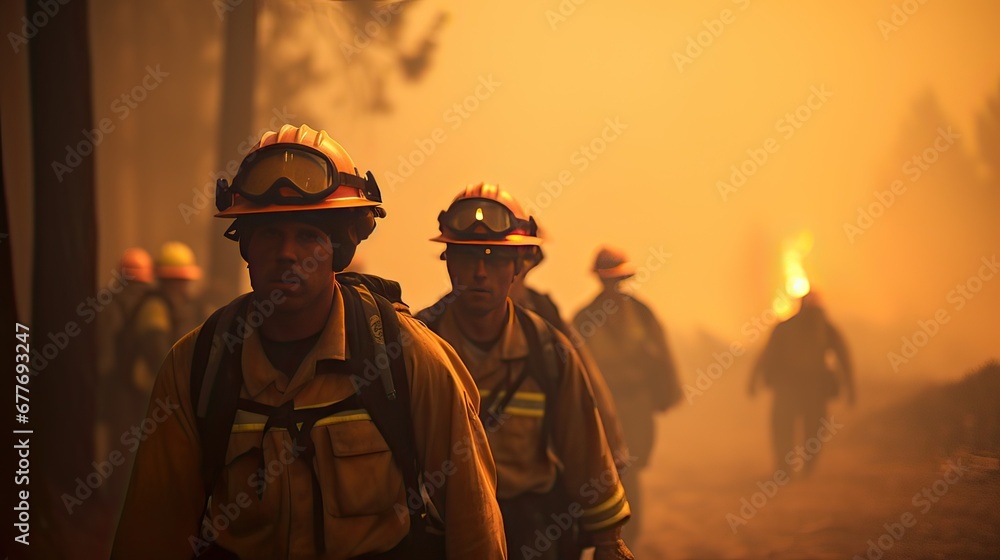 group of firefighters stands in solidarity, the strength of their team evident in their unwavering expressions. group of firefighters stands in solidarity, the strength of their team evident in their unwavering expressions.